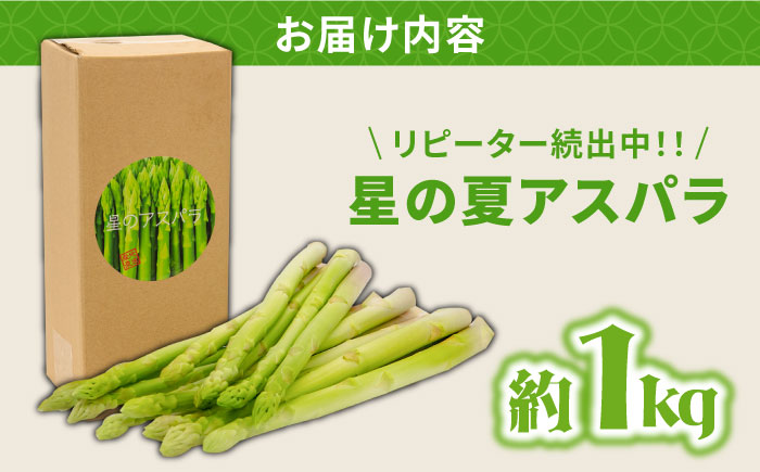 【2026年5月下旬～発送】【数量限定】甘い！柔らかい！【星のアスパラ】厳選 グリーン アスパラガス 約1kg / アスパラ あすぱら あすぱらがす 採れたて 新鮮 旬 産地直送 野菜 2L・L・Mサイズ  ミックス / 南島原市 / ほしのYA [SEY001]