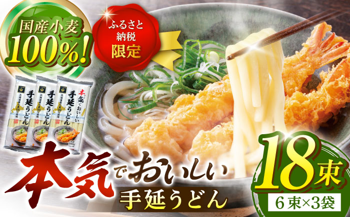 【ふるさと納税限定】＜北海道産小麦100%使用＞本気（マジ）でおいしい手延うどん  9人前 （50g×６束×３袋）/ うどん ウドン 饂飩 麺 めん 乾麺 / 南島原市 /  たなか物産 [SDY034]