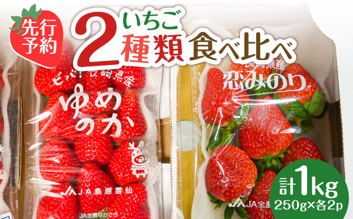 【2025年1月〜発送】いちご 2種類 食べ比べ 約250g×4P / ゆめのか こいみのり / イチゴ 苺 果物 フルーツ / 南島原市 / JA島原雲仙東南部基幹センター [SAC006]