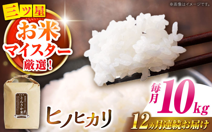 【南島原市産ヒノヒカリ】とんさか米 10kg×12回 定期便 / ひのひかり 米 お米 こめ コメ 精米 / 南島原市 / 林田米穀店 [SCO007]