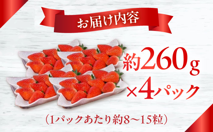 【数量限定】いちご「ゆめのか」 約260g × 4P / イチゴ 苺 フルーツ 果物 産地直送 朝摘み / 南島原市 / O\' Berry! [SGA001]