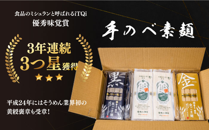 【手のべ陣川：ふるさと納税返礼品での限定商品】島原有機 手延べ そうめんand手延べ ごま麺 詰合せ 4kg / TA-100  / 南島原市 / ながいけ [SCH029]