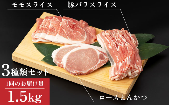 【12回定期便】SPF豚 やっちゃおいしか芳寿豚バラエティセット 計1500g / 豚肉 定期便 ほうじゅとん SPF豚 spfポーク 小分け バラ しゃぶしゃぶ / 南島原市 / 芳寿牧場 [SEI019]