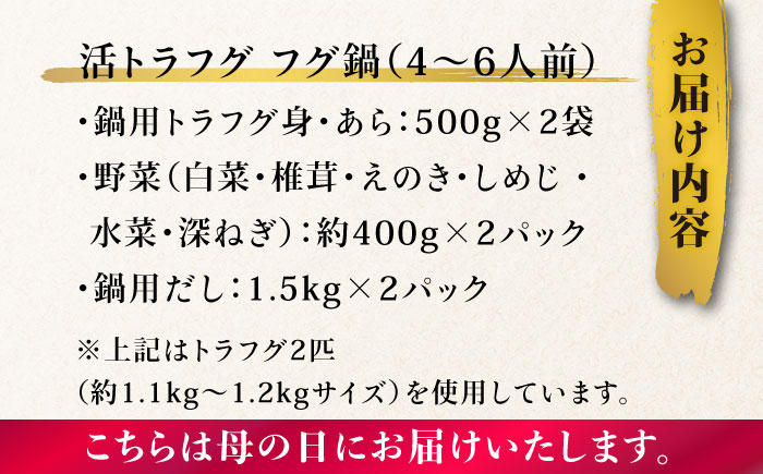 【母の日にお届け！】トラフグ フグ刺し・フグ鍋 Wセット（4〜6人前）  / ふぐ フグ 河豚 トラフグ ふぐ刺し なべ 鍋 / 南島原市 / ながいけ [SCH074]