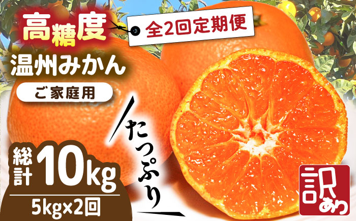 【2024年12月〜発送】【2回定期便】温州みかん約5kg（傷もの） / みかん 訳あり 定期便 ミカン 蜜柑 長崎県産みかん 糖度 果物 くだもの 果物定期便 フルーツ ふるーつ フルーツ定期便 旬 家庭用 5kg / 南島原市 / 南島原果物屋 [SCV018]