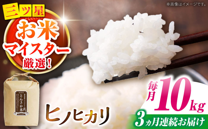 【南島原市産ヒノヒカリ】とんさか米 10kg×3回 定期便 / ひのひかり 米 お米 こめ コメ 精米 / 南島原市 / 林田米穀店 [SCO006]