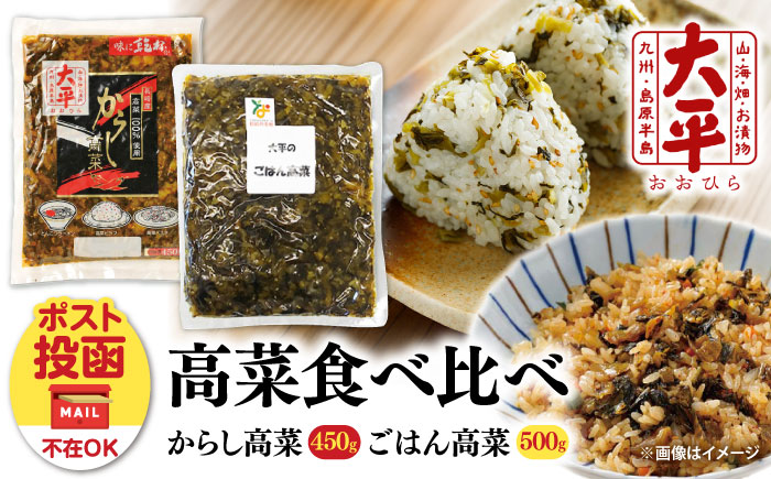 【長崎県産高菜100%使用】 高菜漬け 食べ比べ セット (からし高菜 450g ごはん高菜 500g) / 漬物 高菜 漬け物 ご飯のおとも 惣菜 / 南島原市 / 大平食品 [SAK007]