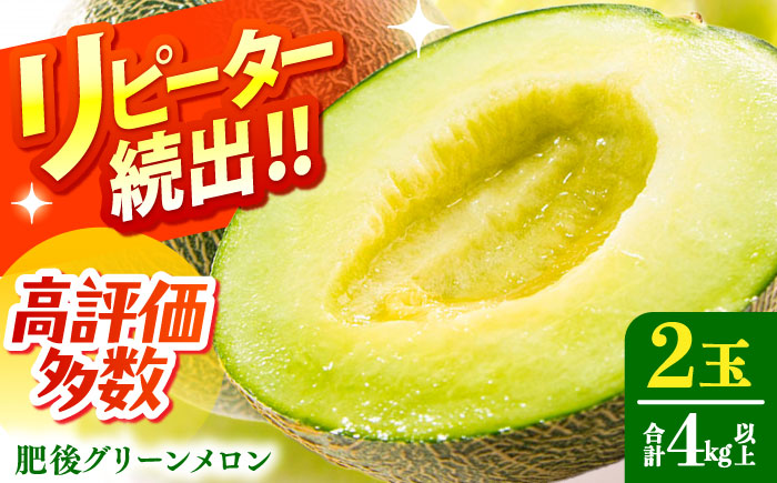 【2026年6月中旬～発送】肥後 グリーンメロン 大玉 2玉 (合計4kg以上) / メロン めろん フルーツ 果物 / 南島原市 / 長崎県農産品流通合同会社 [SCB063]