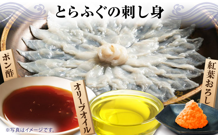 【新鮮！贅沢おつまみ】トラフグ の 刺し身 ＆ ヒラメ の 薄造り 大皿×各1枚 計250g  / ひらめ ヒラメ とらふぐ刺身 紅葉おろし トラフグ ふぐ フグ 河豚 刺し身 / 南島原市 / 株式会社 FUKUNOTANE [SFJ027]