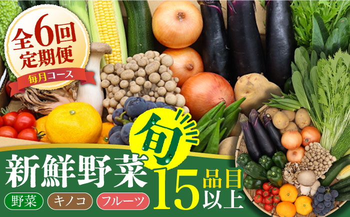 【6回定期便】野菜定期便 フルーツ・きのこをセット 15品目以上 「6回（毎月）」 / 定期便 野菜 やさい 春野菜 夏野菜 秋野菜 冬野菜 旬 / 南島原市 / 吉岡青果 [SCZ002]