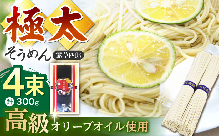 原城 極太そうめん　露草四朗　300ｇ（75ｇ×4束）/ そうめん 島原そうめん 手延べ 麺 素麺 / 南島原市 / 銀之霊泉 [SFW003]