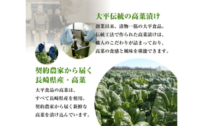 【長崎県産高菜100%使用】 高菜漬け 食べ比べ セット 620g (からし高菜 120g ごはん高菜 500g) / 漬物 高菜 漬け物 ご飯のおとも 惣菜 / 南島原市 / 大平食品 [SAK008]