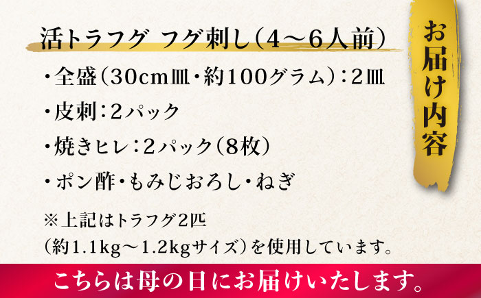 【母の日にお届け！】トラフグ フグ刺し・フグ鍋 Wセット（4〜6人前）  / ふぐ フグ 河豚 トラフグ ふぐ刺し なべ 鍋 / 南島原市 / ながいけ [SCH074]