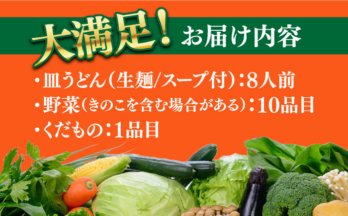 長崎皿うどんと新鮮野菜セット 8人前（麺・スープ・野菜10種・果物1種）/ 皿うどん 長崎皿うどん かた焼きそば  パリパリ 野菜 生野菜 詰め合わせ 果物 スープ付 揚げ麺 具入り / 南島原市 / 贅沢宝庫 [SDZ002]