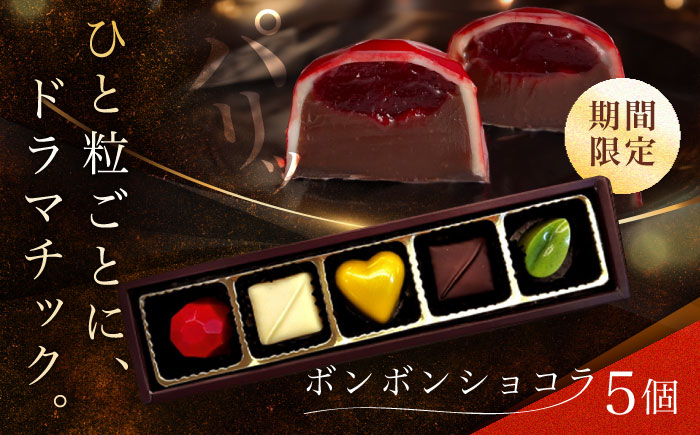【2026年2月〜発送】ボンボンショコラ 5個入り / チョコ チョコレート ちょこれーと お土産 お菓子 バレンタイン / 南島原市 / 本田屋かすてら本舗 [SAW031]