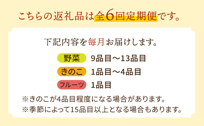 【6回定期便】野菜定期便 フルーツ・きのこをセット 15品目以上 「6回（毎月）」 / 定期便 野菜 やさい 春野菜 夏野菜 秋野菜 冬野菜 旬 / 南島原市 / 吉岡青果 [SCZ002]