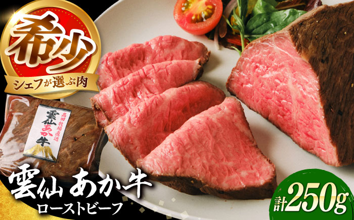 【希少】雲仙 あか牛 ローストビーフ 250g / 国産 長崎和牛 牛 牛肉 赤身 加工品 冷凍 / 南島原市 / 株式会社高田牧場 [SGQ001]