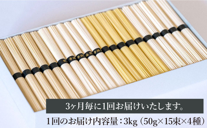 【定期便 年4回】手延べ 麺 詰め合わせ 3kg  （50g×60束）  / 島原 手延べ そうめん パスタ 中華めん うどん 麺 / 南島原市 / 池田製麺工房 [SDA048]