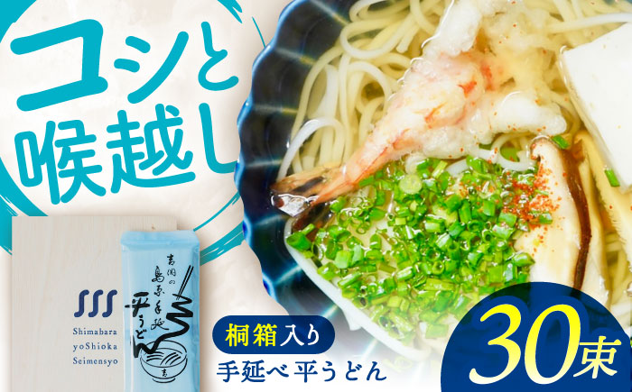 【桐箱入り】　手延べ 平うどん 30束（5束×6袋）/ うどん 乾麺 ウドン 麺 ご家庭用 / 南島原市 / 吉岡製麺所 [SDG025]