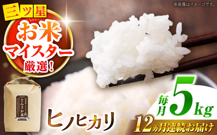 【南島原市産ヒノヒカリ】とんさか米 5kg×12回 定期便 / ひのひかり 米 お米 こめ コメ 精米 / 南島原市 / 林田米穀店 [SCO003]