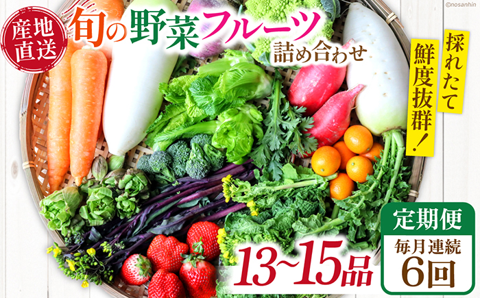 【6回定期便】毎月連続　「旬の野菜・フルーツ」 詰め合わせ セット（13品〜15品）/ 野菜 定期便 やさい 定期便 野菜セット やさいセット 春野菜 夏野菜 秋野菜 冬野菜 旬新鮮 / 南島原市 /長崎県農産品流通合同会社 [SCB091]