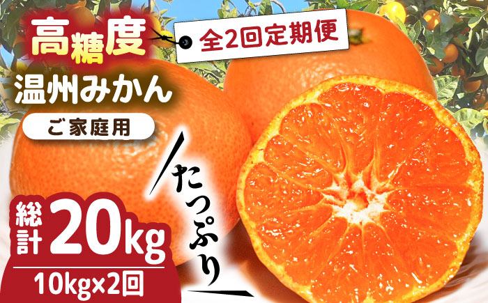 【2024年12月〜発送】【2回定期便】高糖度温州みかん約10kg （計約20kg）/ みかん 定期便 ミカン 蜜柑 長崎県産みかん 糖度 果物 くだもの 果物定期便 フルーツ ふるーつ フルーツ定期便 旬 家庭用 10kg / 南島原市 / 南島原果物屋 [SCV002]