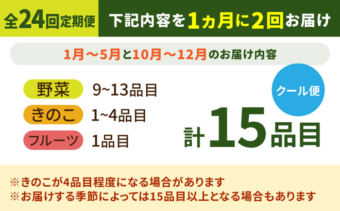 【毎月24回コース】豪華！野菜 セット 15品目以上 24回 定期便  / 野菜 フルーツ きのこ 詰め合わせ 南島原市 / 吉岡青果 [SCZ003]