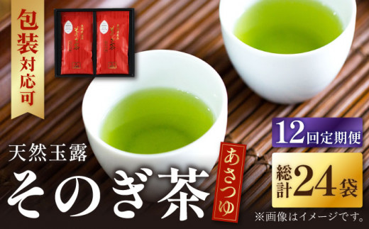 【全12回定期便】天然玉露 そのぎ茶 「あさつゆ」計24袋 (約100g×2袋/回) 茶 お茶 日本茶 茶葉 東彼杵町/月香園 [BAG011]