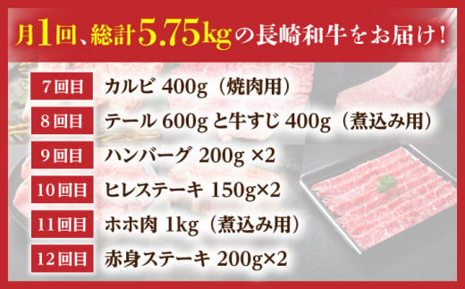 【農場直営/A4ランク】【12回定期便】A4長崎和牛 ちょこちょこ定期便（約2～3人前）/ヒレ ひれ タン たん サガリ ハラミ【焼肉音琴】 [BCT030]