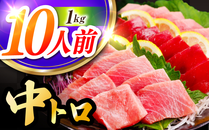 長崎県産 本マグロ「中トロ」(約1kg) 中とろ マグロ まぐろ 鮪 マグロ刺身 ブロック トロ 刺身 さしみ 刺し身 冷凍 東彼杵町/大村湾漁業協同組合 [BAK038]