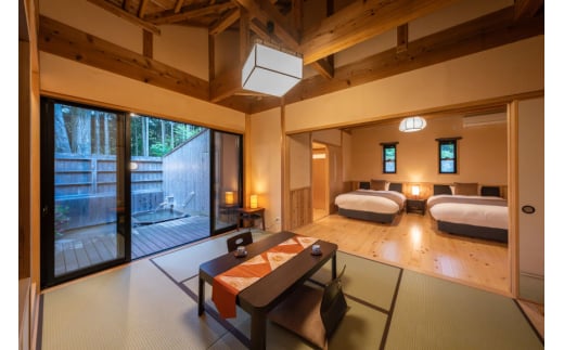 宿泊券 温泉 源泉かけ流し露天風呂付:スタンダード離れ和洋室 ペット同伴 宿泊プラン 1泊2食付き ペア宿泊券 [そのぎ茶温泉 長崎県 東彼杵町 hs42bag280004] 旅行 観光 旅館 レターパック