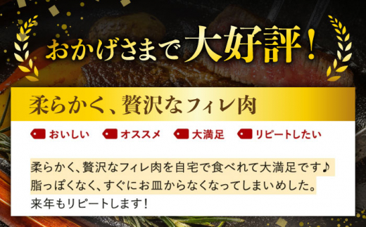 【全10回定期便】長崎和牛 ヒレステーキ 計4.5kg (約150g×3枚/回)/  ヒレステーキ ヒレ ひれ フィレ ステーキ すてーき 赤身 ヒレ肉 ヒレ肉ステーキ 人気 希少部位 牛肉 長崎和牛  定期便 / 東彼杵町 /黒牛 [BBU007] 3枚 500000 50万