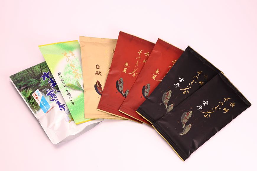 お茶 緑茶 【そのぎ茶】長崎そのぎ茶バラエティーセット 5種 7袋 玄冬 200g 朱夏 200g 白秋 100g 上茶 100g 水出し茶ティーバッグ（5g 16P) 総計680g [池田茶園 長崎県 東彼杵町 hs42bag760004] 茶 お茶