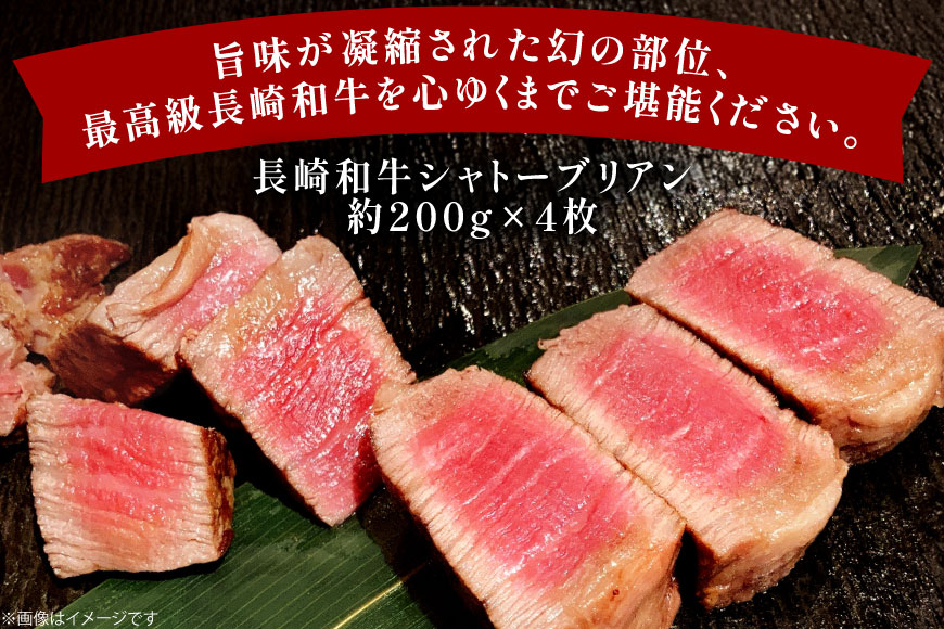 牛肉 和牛 長崎和牛 極厚 シャトーブリアン 200g 4枚 計約800g [黒牛 長崎県 東彼杵町 hs42bag750094] 赤身肉 ステーキ シャトー シャトーブリアン 長崎和牛 和牛