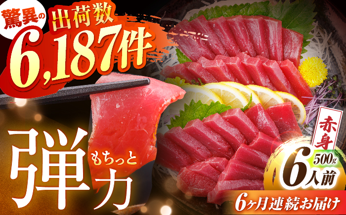 【全6回定期便(月1回)】長崎県産 本マグロ 赤身 500g まぐろ 鮪 さしみ 刺身 刺し身 冷凍 東彼杵町/大村湾漁業協同組合 [BAK023]