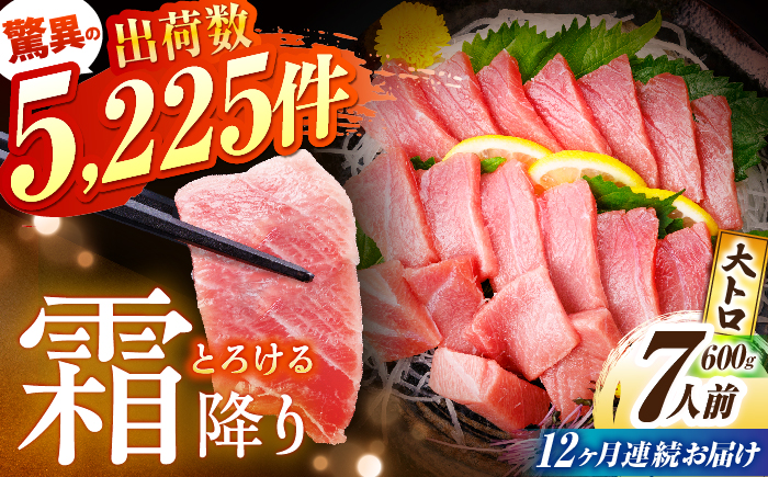 【全12回定期便(月1回)】長崎県産 本マグロ 大トロ皮付き 約600g 【大村湾漁業協同組合】 [BAK030]/大トロ 大とろ まぐろ 刺身