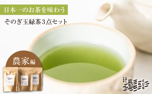 そのぎ茶 玉緑茶 3点セット〜農家編〜 茶 お茶 緑茶 茶葉 東彼杵町/くじらの髭 [BBQ046]