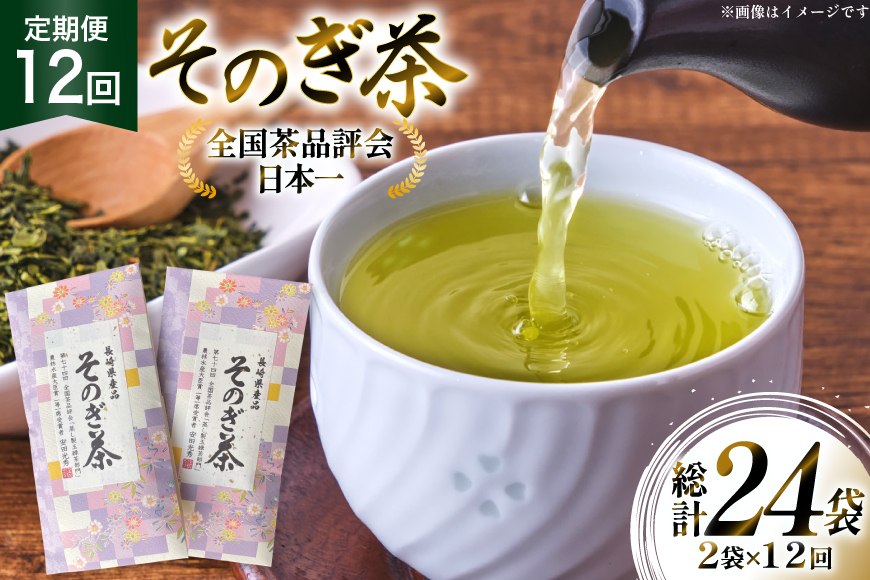 茶 お茶 緑茶 定期便 毎月 そのぎ茶 100g 2袋 12回 総計24袋 [月香園製茶 長崎県 東彼杵町 hs42bag260016] 日本茶 茶葉 ちゃ りょくちゃ 彼杵茶 全国茶品評会 農林水産大臣賞 産地賞 受賞