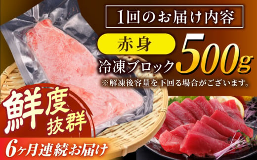 【全6回定期便(月1回)】長崎県産 本マグロ 赤身 500g まぐろ 鮪 さしみ 刺身 刺し身 冷凍 東彼杵町/大村湾漁業協同組合 [BAK023]