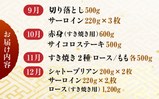 【限定5セット】【12回定期便】長崎和牛 季節の定期便/ステーキ ひれ ヒレ ランプ シャトーブリアン 焼肉 すきやき すき焼き しゃぶしゃぶ ザブトン ランプ サーロイン ロース 希少部位 すてーき /東彼杵町/有限会社大川ストアー [BAJ116] 450000 45万