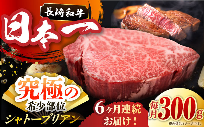 【全6回定期便】 長崎和牛 シャトーブリアン 計1.8kg (約150g×2枚/回) / ヒレステーキ ヒレ ひれ フィレ ステーキ すてーき シャトーブリアン シャトー  希少部位 牛肉 長崎和牛/東彼杵町/黒牛 [BBU035] 300000 30万