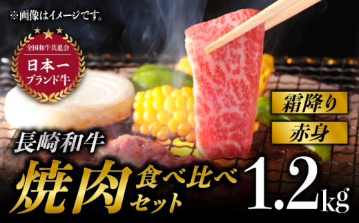 長崎和牛 焼肉 食べ比べ セット (霜降り・赤身 / 各600g) 計1.2kg 赤身 焼き肉 [BAJ092]