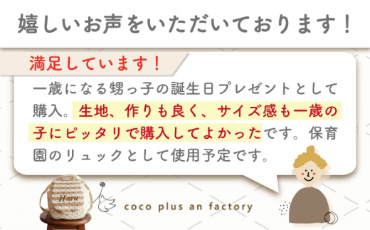 【ピンク×シルバー刺繍】ベビーリュック ボーダー 一升餅にも〈名入れ可能・4色から選べる〉 【coco plus an factory】 [OCR011-4]