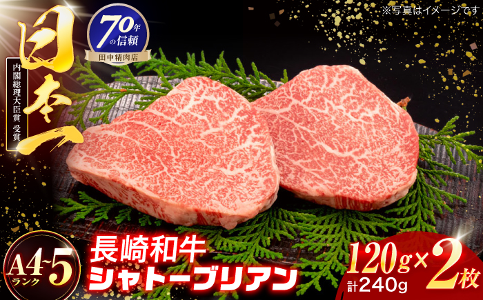 長崎和牛 シャトーブリアンステーキ 120g×2枚【株式会社田中精肉店】 [OCA081]