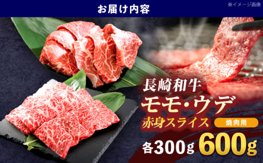 長崎和牛 焼肉用 赤身スライス600g (モモ・ウデ 各300g)【株式会社 黒牛】[OCE096] / 赤身 スライス 焼肉用赤身スライス 牛肉 焼肉 牛肉スライス