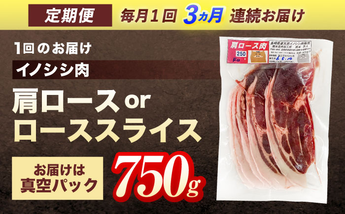 【3回定期便】ジビエ 天然イノシシ肉 肩ロース or ロース スライス750g【照本食肉加工所】 [OAJ055] / 肉 猪 猪肉 イノシシ イノシシ肉 いのしし しし肉 しし鍋 ボタン鍋 ジビエ