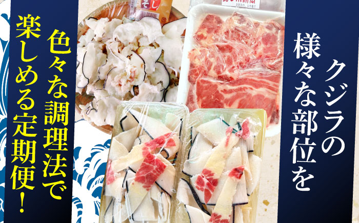 【3回定期便】調理用部位定期便（煮しめ鯨・炙り用脂筋肉スライス・特上ゆかけ鯨（畝）） [OBR018]