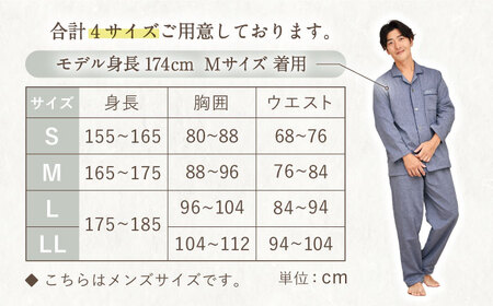 【Mサイズ：チェック：ネイビー】今治ガーゼタオル メンズ パジャマ[OAW001-14]パジャマ 高級パジャマ