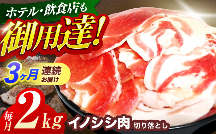 【3回定期便】ジビエ 天然イノシシ肉 切り落とし2kg（ぼたん鍋・煮込料理・野菜炒め用等）【照本食肉加工所】 [OAJ022] / 肉 猪 猪肉 イノシシ イノシシ肉 いのしし しし肉 しし鍋 ボタン鍋 ジビエ