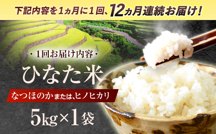 【12回定期便】虚空蔵の清流水で育った棚田米『ひなた米』 5kg 【木場中山間管理組合】 [OCM048]